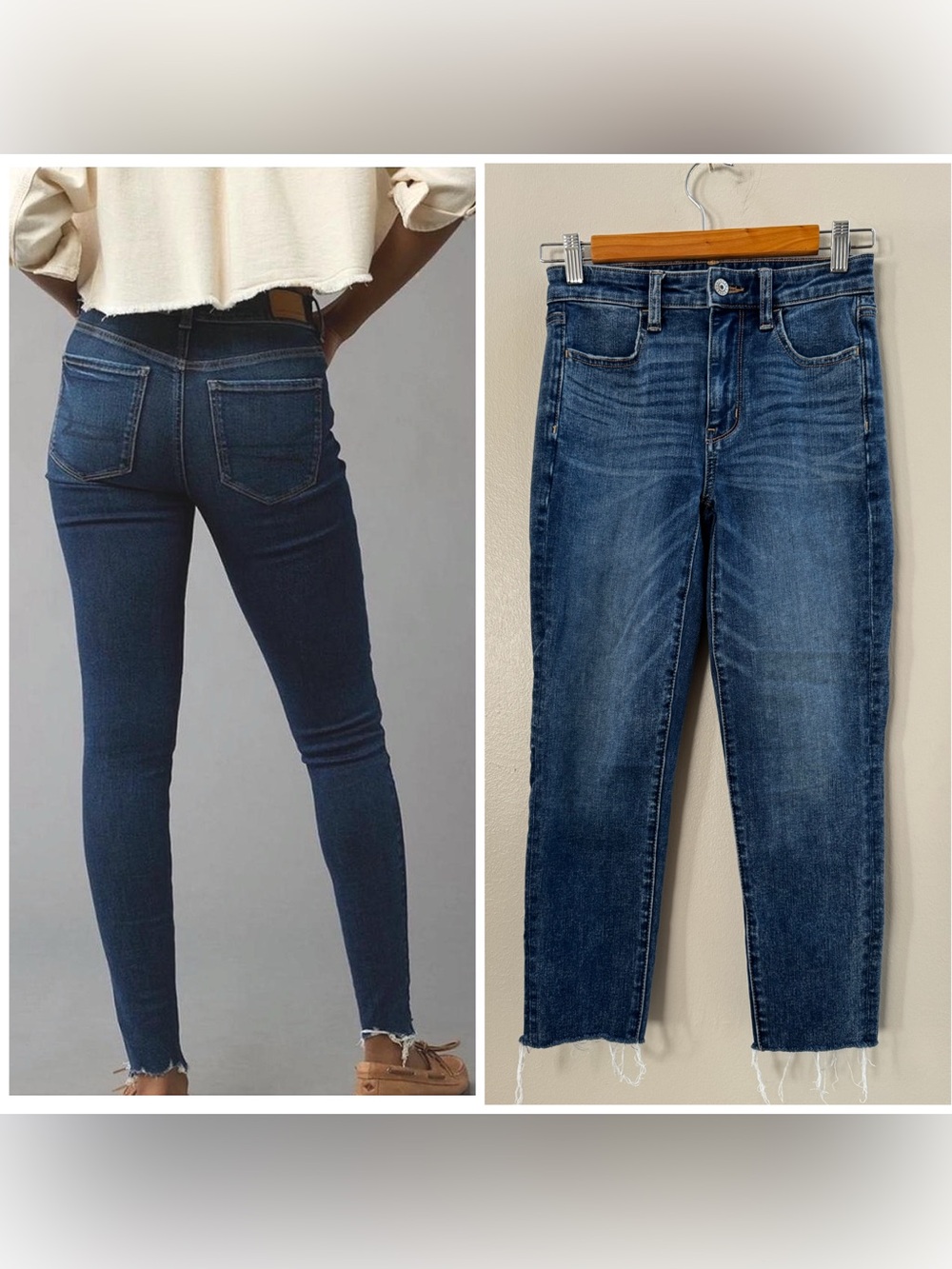 AE American Eagle Super Hi Rise Jegging Stretch Raw Hem Jeans Size 00